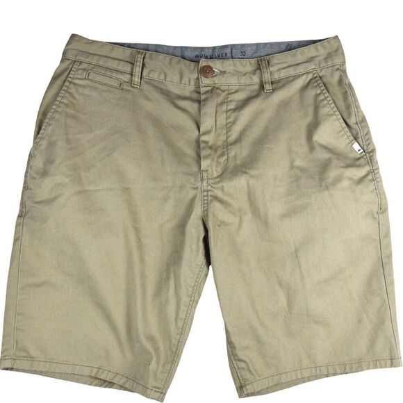 QUIKSILVER Shorts Men's Straight Fit Chino 32 Medium Khaki Cotton Pockets Casual - Picture 1 of 9